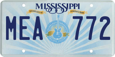 MS license plate MEA772