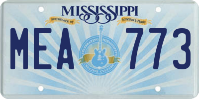 MS license plate MEA773