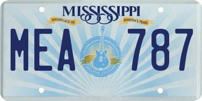 MS license plate MEA787