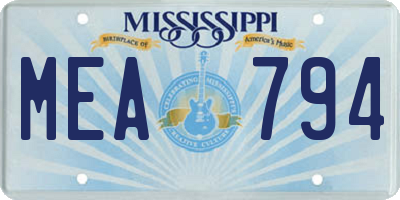 MS license plate MEA794