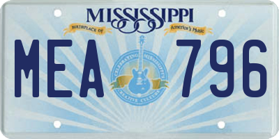 MS license plate MEA796