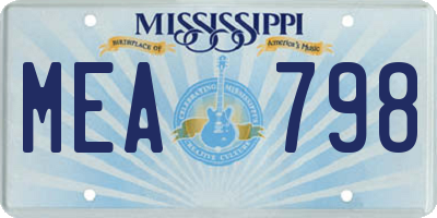 MS license plate MEA798