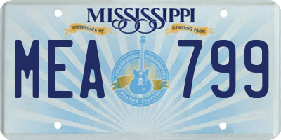MS license plate MEA799