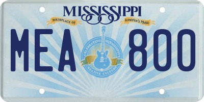 MS license plate MEA800