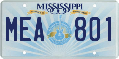 MS license plate MEA801