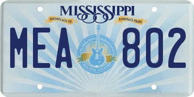MS license plate MEA802