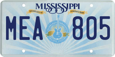 MS license plate MEA805