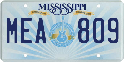MS license plate MEA809