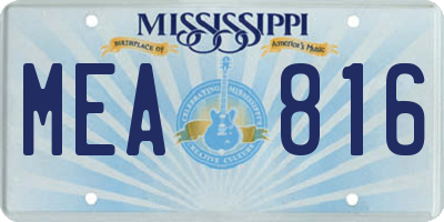 MS license plate MEA816