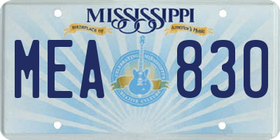 MS license plate MEA830