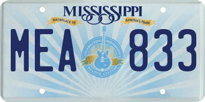 MS license plate MEA833