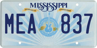 MS license plate MEA837