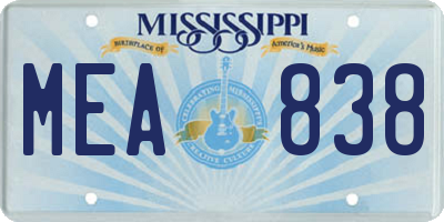 MS license plate MEA838