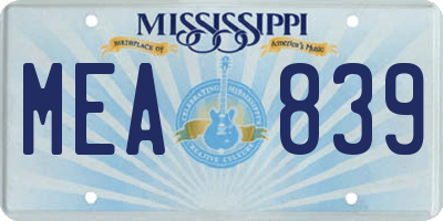 MS license plate MEA839