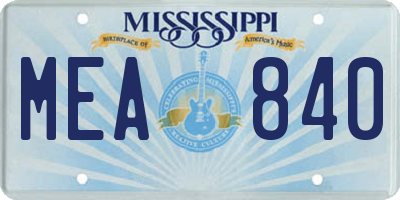 MS license plate MEA840