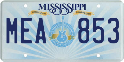 MS license plate MEA853