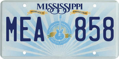 MS license plate MEA858