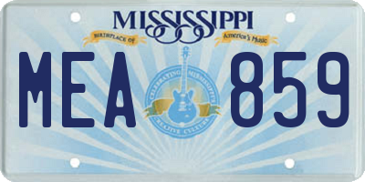 MS license plate MEA859