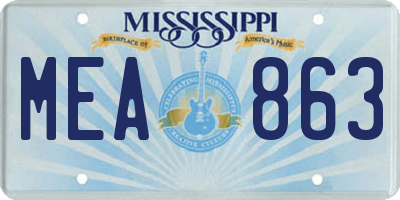 MS license plate MEA863