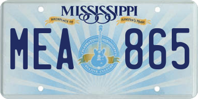 MS license plate MEA865