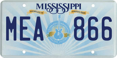MS license plate MEA866