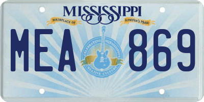 MS license plate MEA869
