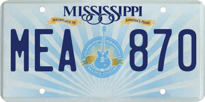 MS license plate MEA870