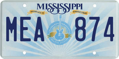 MS license plate MEA874