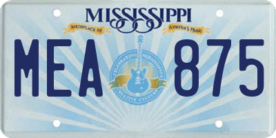 MS license plate MEA875