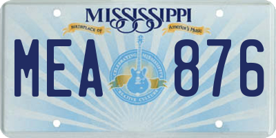MS license plate MEA876