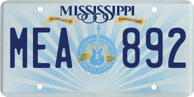 MS license plate MEA892