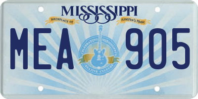 MS license plate MEA905