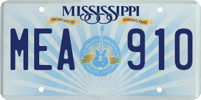 MS license plate MEA910