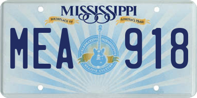 MS license plate MEA918