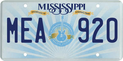 MS license plate MEA920