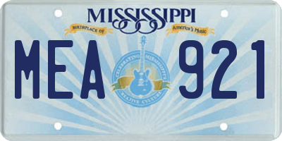 MS license plate MEA921