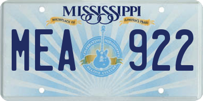 MS license plate MEA922