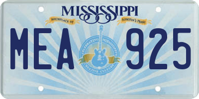 MS license plate MEA925