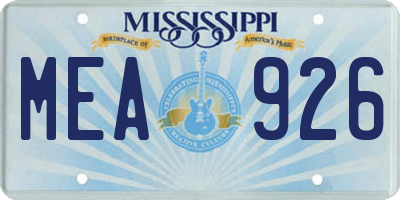 MS license plate MEA926