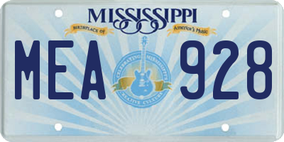MS license plate MEA928