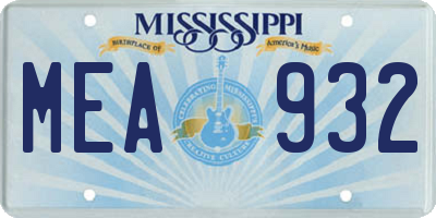 MS license plate MEA932