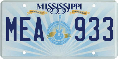 MS license plate MEA933