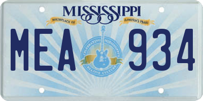 MS license plate MEA934