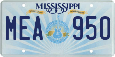 MS license plate MEA950