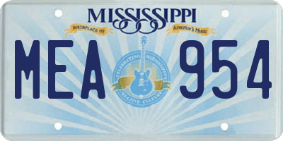 MS license plate MEA954