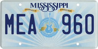 MS license plate MEA960