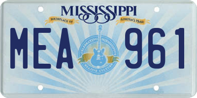 MS license plate MEA961