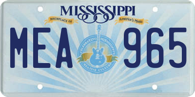 MS license plate MEA965