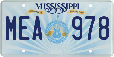 MS license plate MEA978