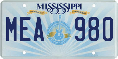 MS license plate MEA980